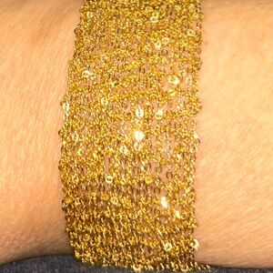 EUC 18k Yellow Gold / 925 Mesh Bracelet push lock approx 1.5 in wide 8 in long